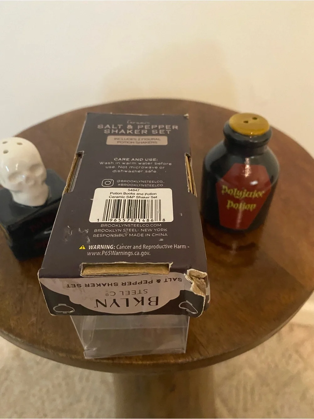 Halloween Potion Bottle & Skull Book Salt and Pepper Set -Used